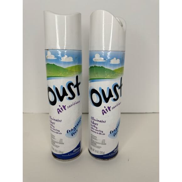 Discontinued Oust Air Sanitizer Fragrance Free Scent Spray 10 Oz .25 Full 2 Cans - Picture 1 of 6